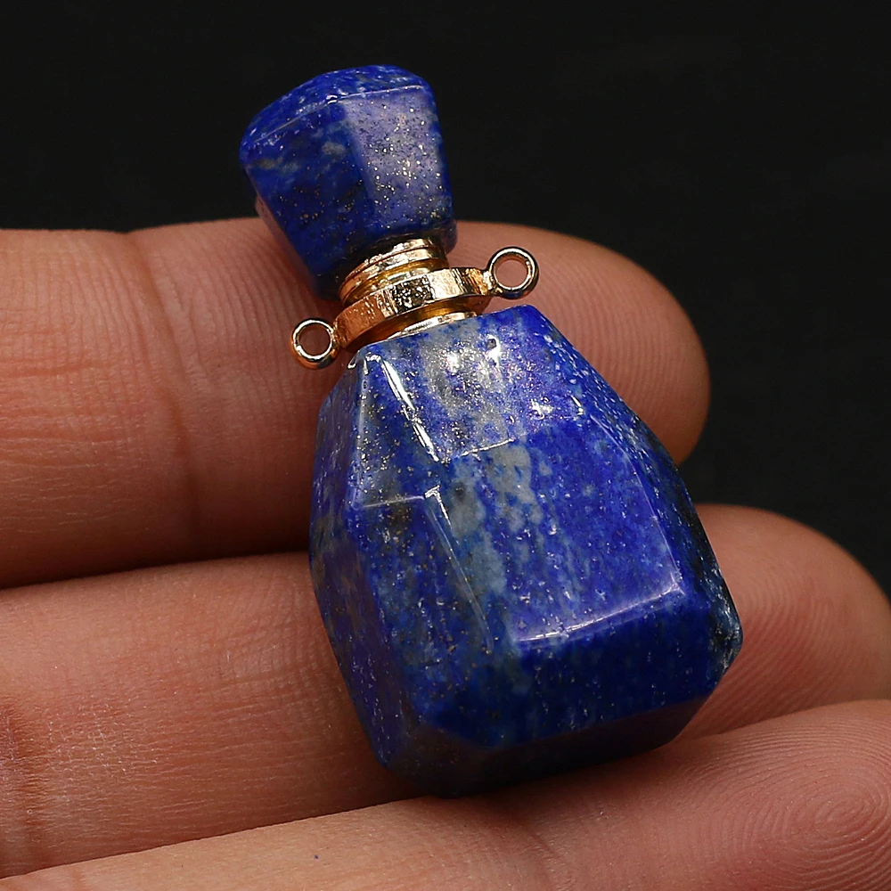 

Natural lapis lazuli Perfume Bottle Pendant Polygon Semi-Precious Stone Pendant For Jewelry Making Charm DIY Necklace Accessory