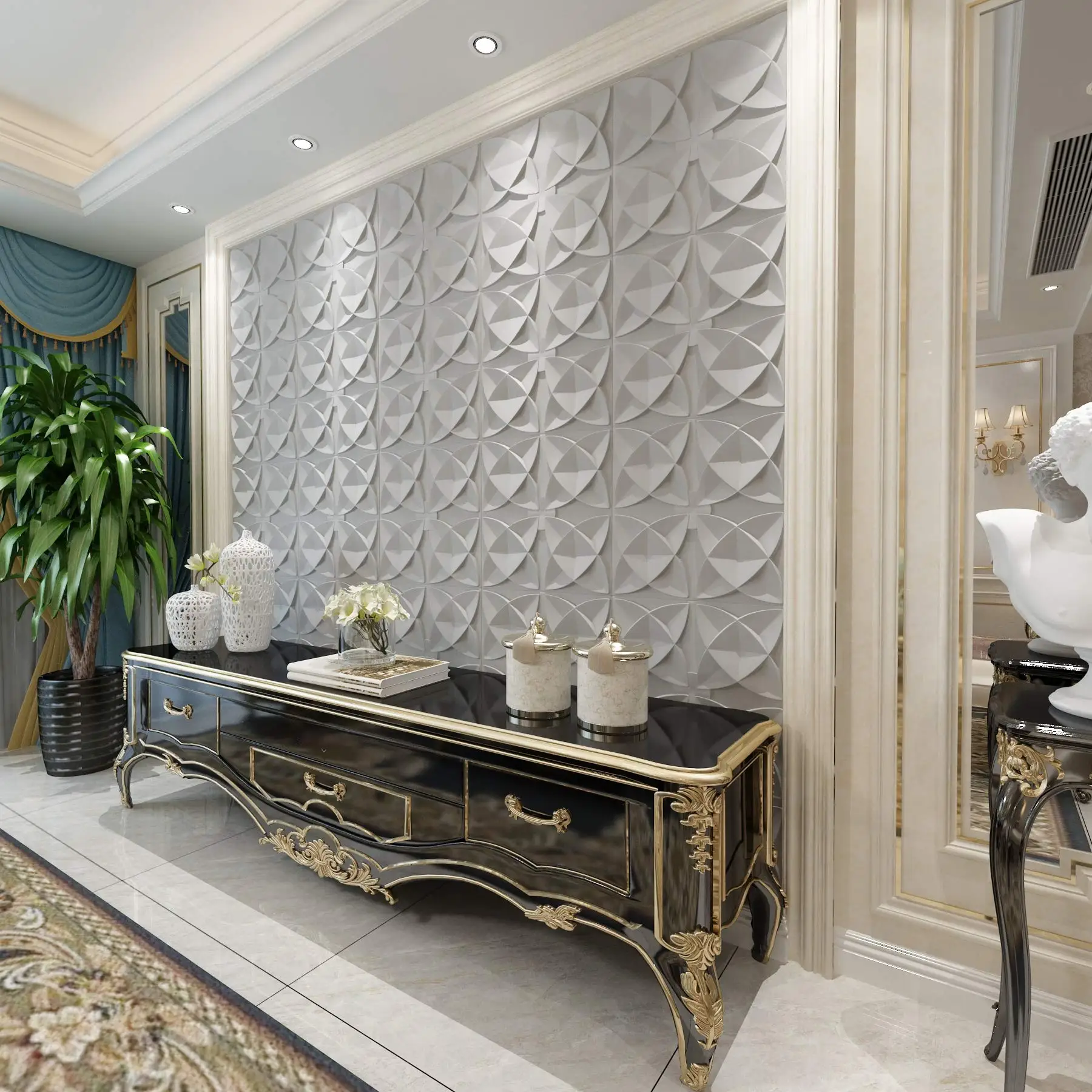 Art3d 12 шт. пластиковые 3D фотообои белый цветочный Рисунок (60x60 см)