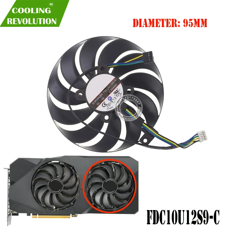 Фото FDC10U12S9-C DC12V 0.45AMP вентилятор графической карты для ASUS Dual Radeon RX5500XT RX5600XT RX5700XT, графическая карта №3
