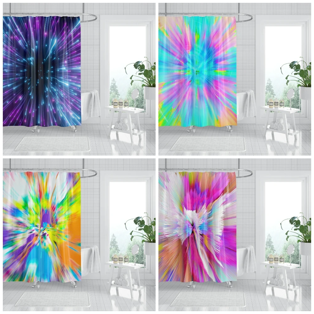 Cortinas de ducha psicod&eacute;licas para el hogar, juego de cortina de ducha de lujo de poli&eacute;ster, resistente al agua, decoraci&oacute;n de ba&ntilde;o-0