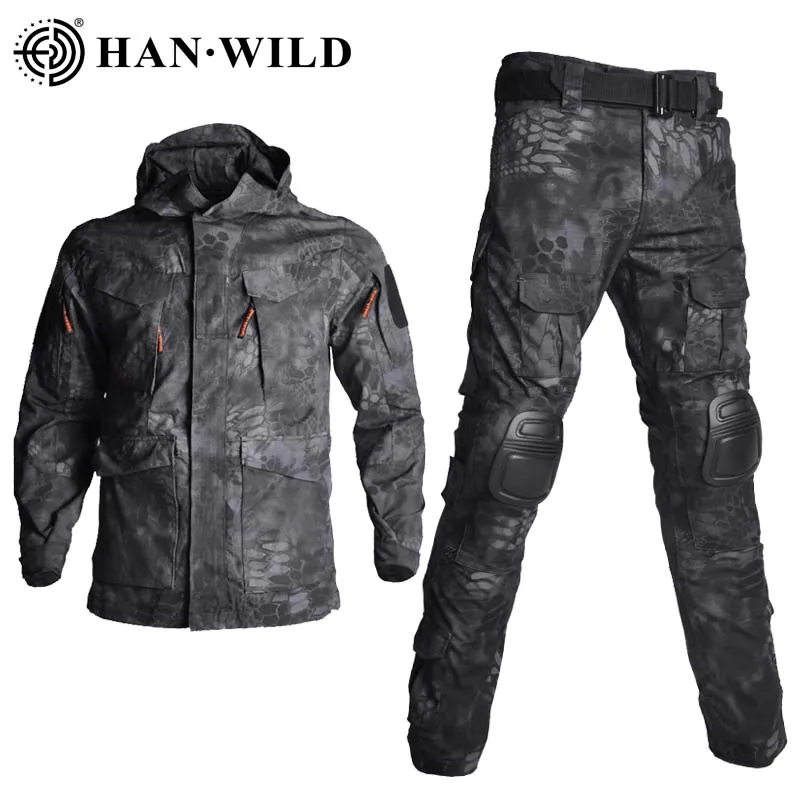 

HAN WILD M65 Hiking Jackets&Pants with Pads Hunting Camouflage Jacket Tactical Sets Hoodie Military Hunting Coats&Jackets Hoodie