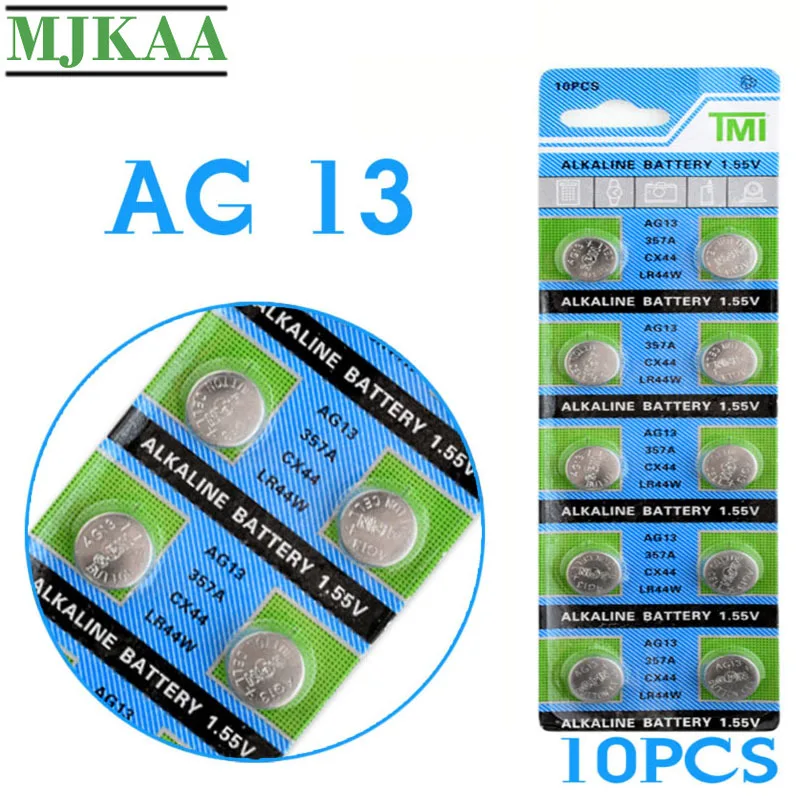 MJKAA 20 шт. AG13 Кнопочная батарея 1 55 В щелочная монетная LR44 357A S76E G13 для часов с