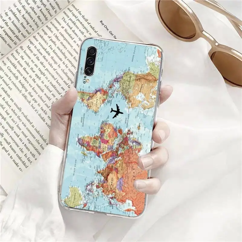 

world map Phone Case Transparent for Samsung s9 s10 s20 Huawei honor P20 P30 P40 xiaomi note mi 8 9 pro lite plus