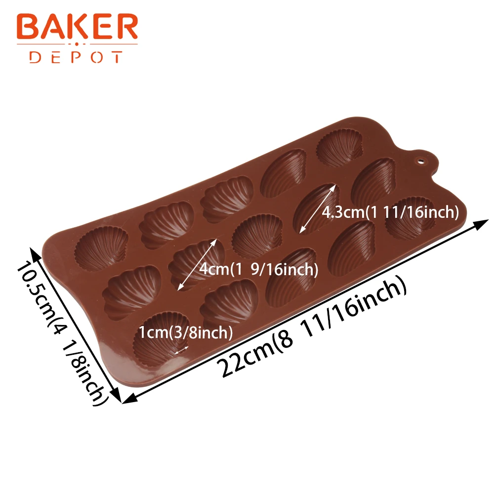 

BAKER DEPOT shell chocolate mold silicone mould for candy gummy jello 15 cavity biscuit cake decorating tool DIY resin soap mold