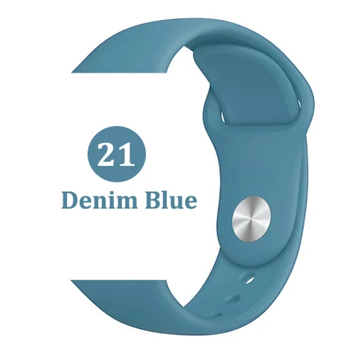21-Denim Blue Ремешок для apple watch band 4 3 correa iwatch band 42 мм/38 мм 44 мм/40 мм 2 спортивный силиконовый браслет pulseira apple watch аксессуары - Цвет ремешка: 21-Denim Blue