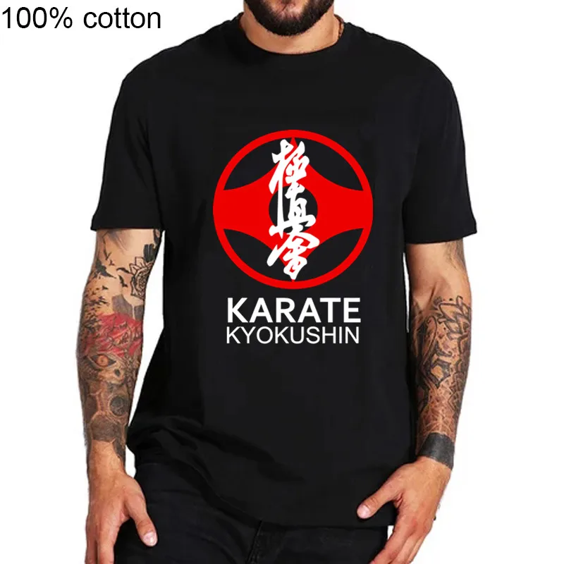 Каратэ Kyokushin символ Япония боевые искусства удобные футболки Для мужчин крутая