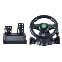 real driving simulator racing wheel car racing game steering wheel with responsive foot pedals for one pc black green