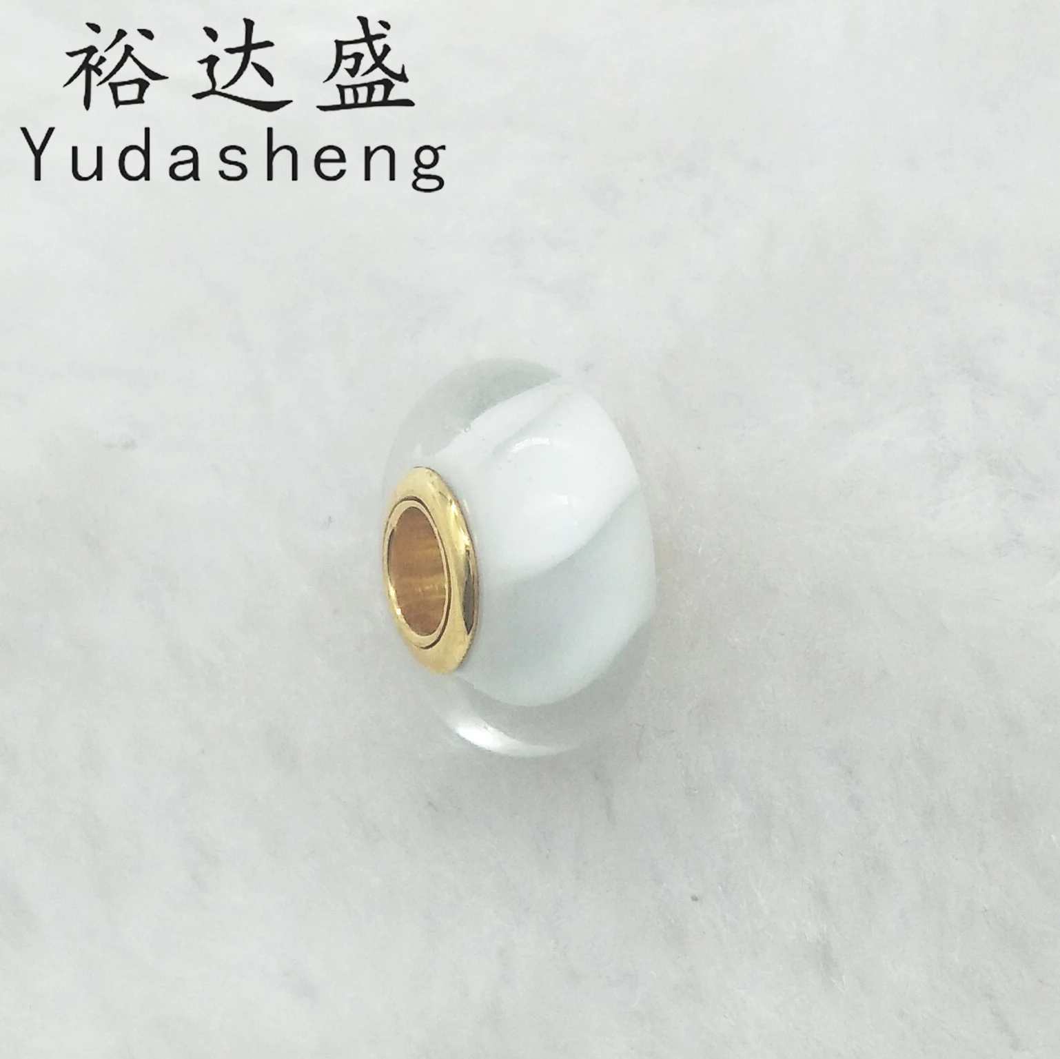 

Gold Color Glazed Beads Charm White Waves Transparent Jewelry