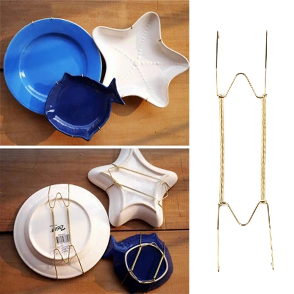 Настенный дисплей тарелки вешалка для посуды W Тип блюдо пружинный Держатель