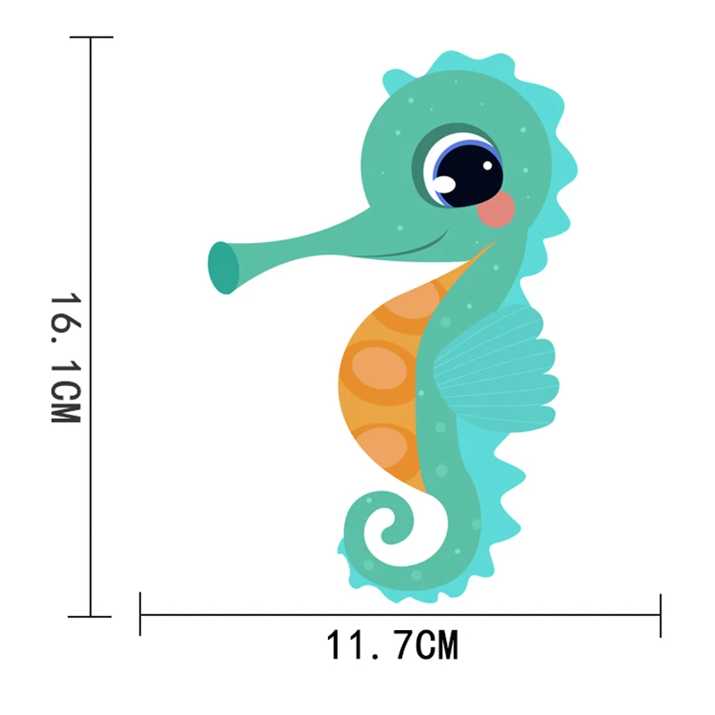 

16.1cm*11.7cm Marine Animals Cartoon Hippocampus PVC Waterproof Car Sticker