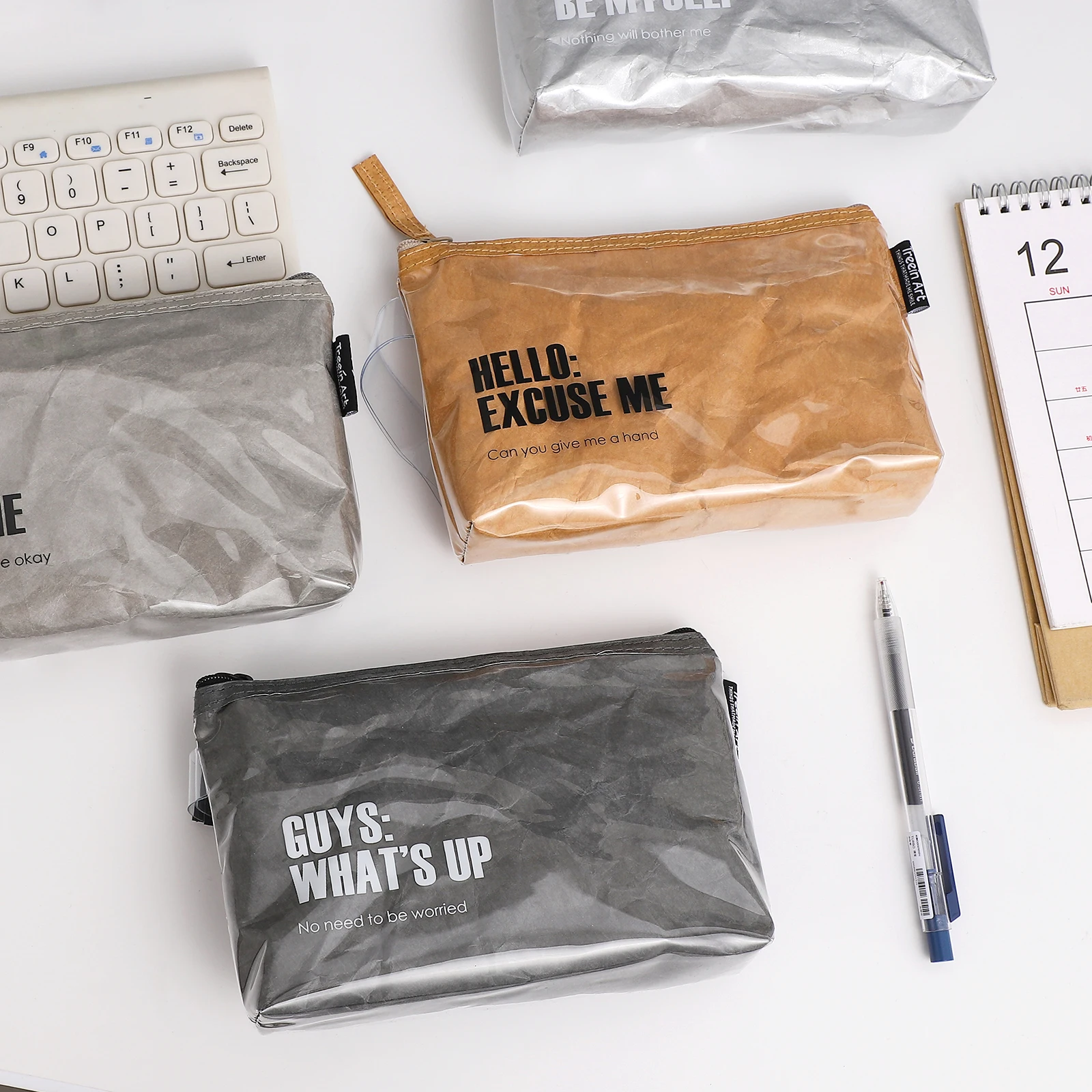 Пенал JIANWU складной из крафтовой бумаги простая переносная сумка для хранения