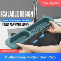 new telescopic sink rack storage holder tray home kitchen organizer sponge soap holder adjustable drainer basket with towel bar