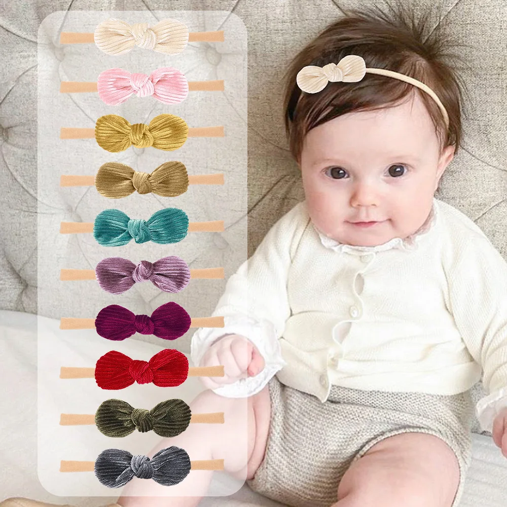 

Прекрасный вельвет бантом головная повязка для новорожденных аксессуары с повязкой на голову для девочек наряды Карамельный цвет повязки ...