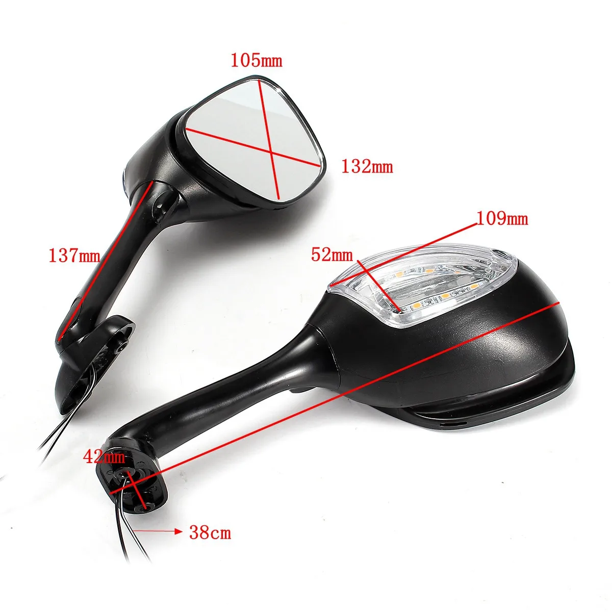 

2pcs Motorcycle LED Turn Signal Rear View Mirrors For Suzuki GSXR 600 750 2006 2007 2008 2009 2010 GSXR 1000 2005 2006 2007 2008