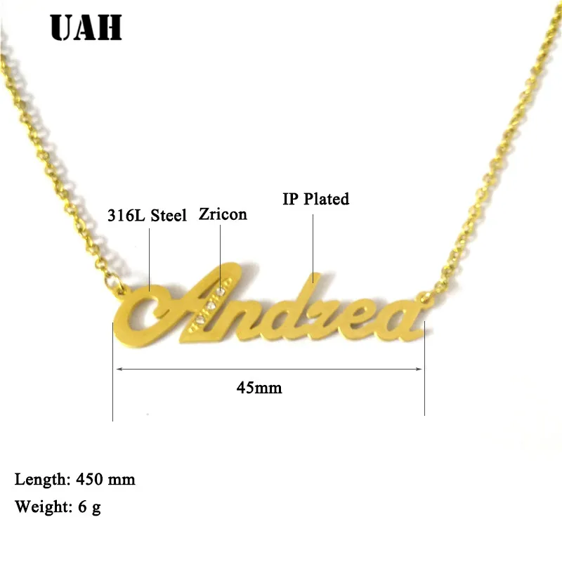 Грн Andrea имя или изготовленный на заказ ожерелье для женщин с буквенным принтом