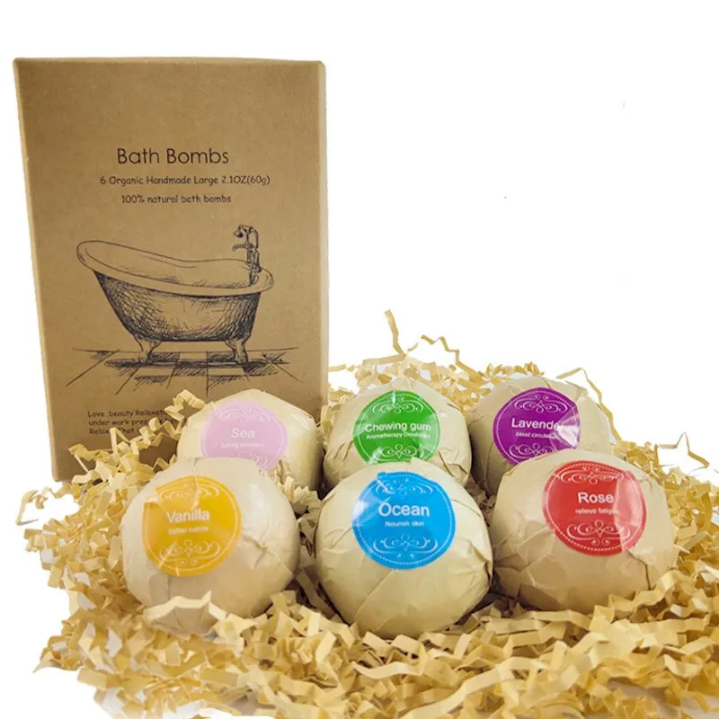 

6pcs Bath Bomb Skin Whitening Bath Salt Body Moisturizing Bath Bombs Ball Natural Bubble Bath Salt Ball Gift Set Spa