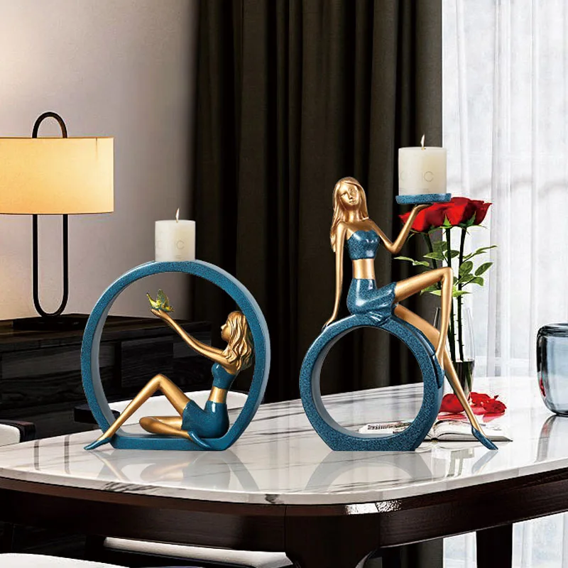 Домашний поставщик украшения из смолы декоративный подсвечник настольное