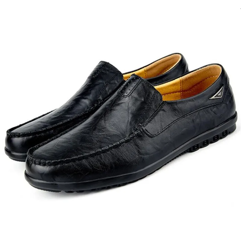 

Spring new style cowhide leather men's leather shoes large size flat peas men's shoes fashion sports mens casual shoes sneakers