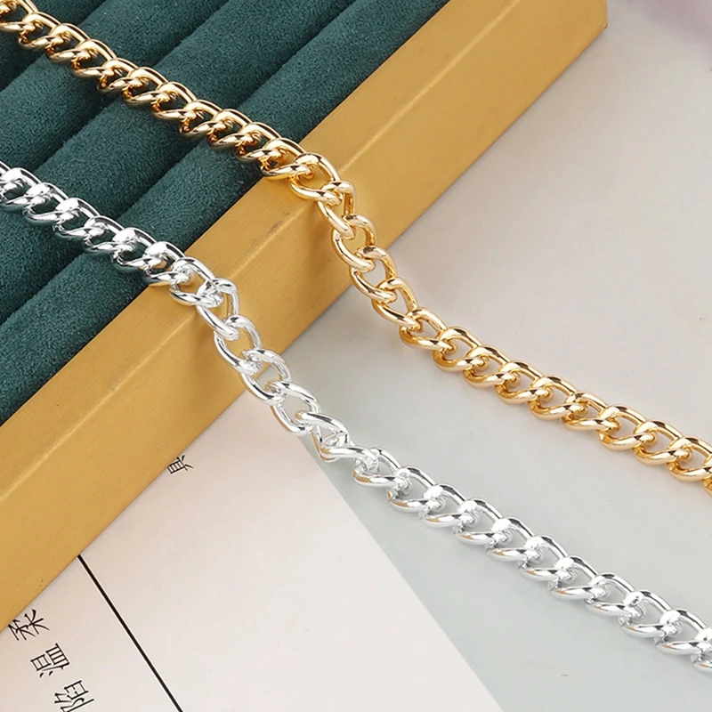 Лента из алюминиевых цепочек шириной 12 мм на 5 метров, цвет родий, для создания панк-ювелирных изделий своими руками.