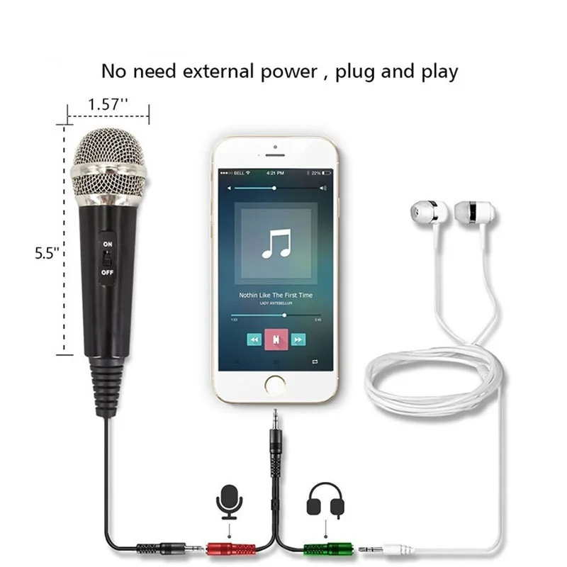 Металлический конденсаторный микрофон для телефона портативный мини 3 5 мм