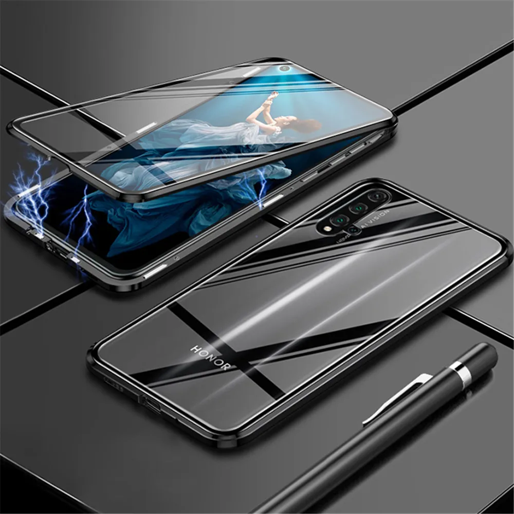 double sided 360 full metal magnetic phone case for honor 8x 8s 10 lite v10 20s 20e 9x pro 9c 9a x10 30 v40 tempered glass free global shipping