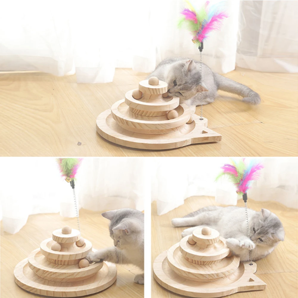 

Funny Pet Toys Cat Crazy Ball Wooden Interactive Amusement Plate Play Turntable Cat Toy Pet IQ Training Playing Toys Pet Product