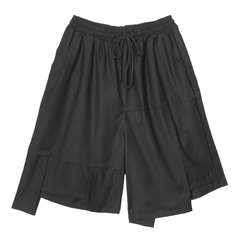 

[EAM] High Elastic Waist Black Irregular Wide Leg Trousers New Loose Fit Pants Women Fashion Tide Spring Autumn 2021 1DB122