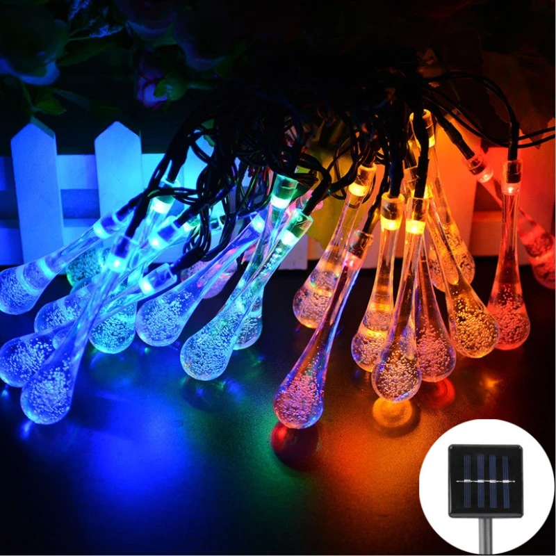 Солнечная Светодиодные гирлянды светильник s в виде капли воды гирлянда на
