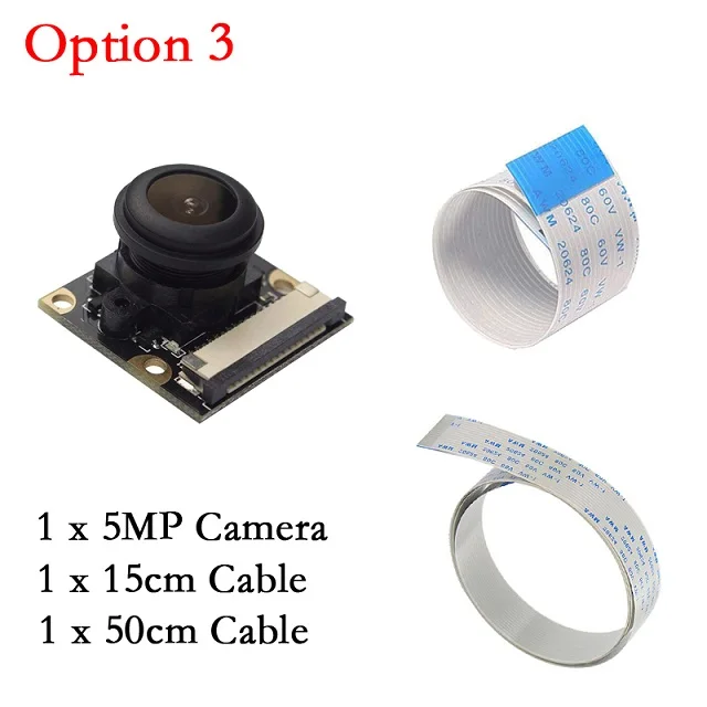 Option 3 Raspberry Pi 3 камера ночного видения рыбий глаз 5MP OV5647 130 градусов фокусное расстояние регулируемая камера для Raspberry Pi 4 Модель B 3B Plus 3B - Цвет: Option 3