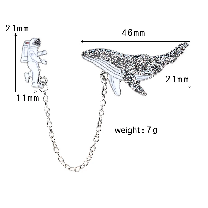 Брошь в виде космонавта и Кита эмалированная значок-булавка на подарок заколки