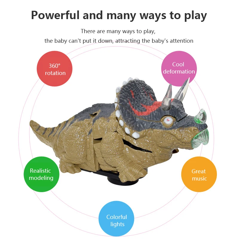 

Deformation Electric Dinosour Car Toy Universal Wheel Transformation Robot Vehicle With Lights Sounds Gift For Kids