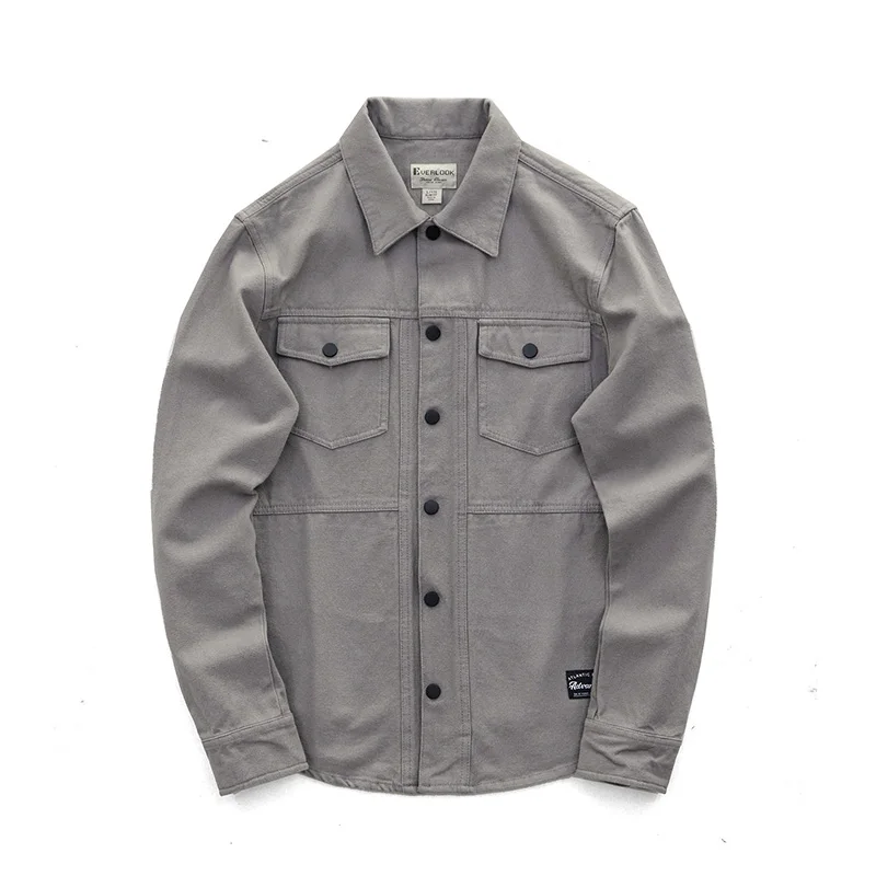 Джинсовые рубашки мужские джинсовые облегающие с длинным рукавом толстые для