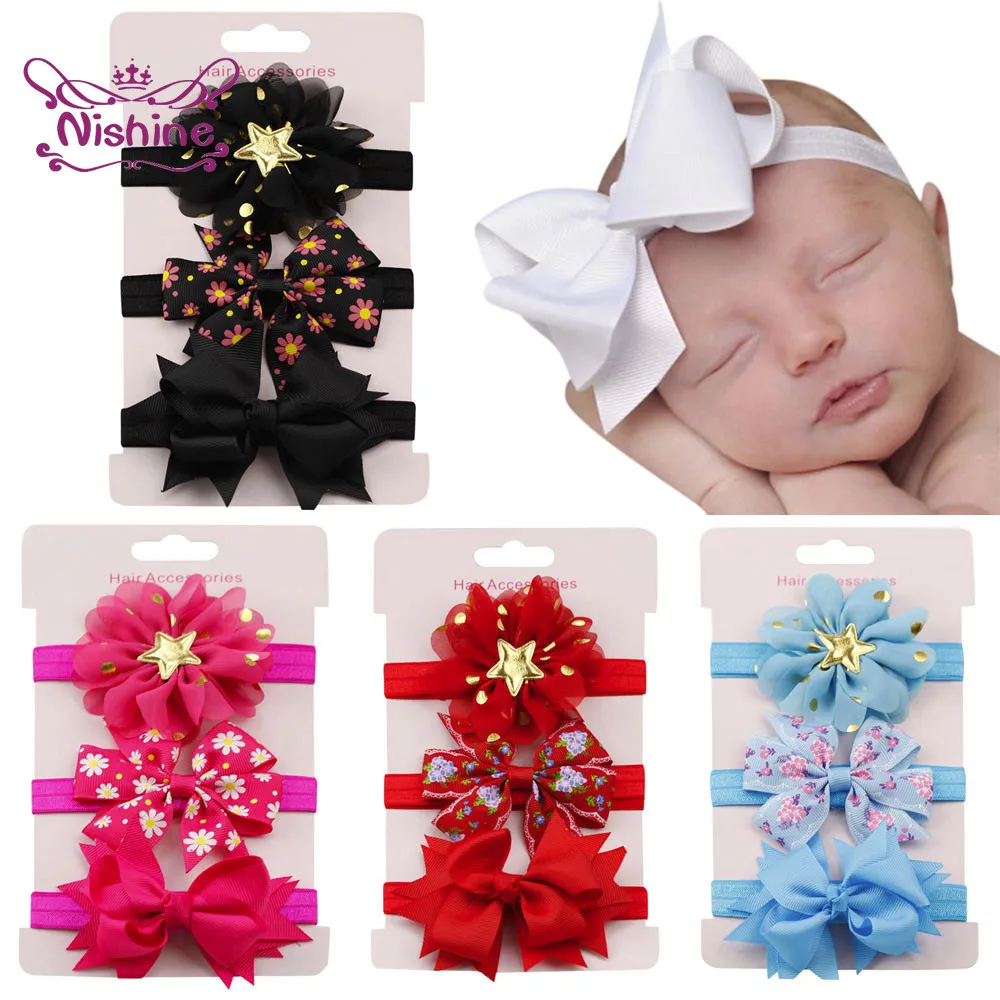 Детские аксессуары для волос Nishine 3 шт./лот эластичная повязка на голову с