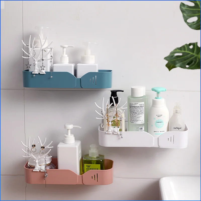 

Полка для ванной и кухни, полка для хранения шампуня, настенная полка большой емкости с бесплатной перфорацией