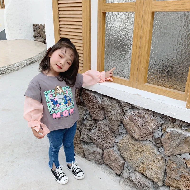

WLG Autumn girls casual t shirt kids cartoon printed o-neck long sleeve t-shirt baby girl all match tops