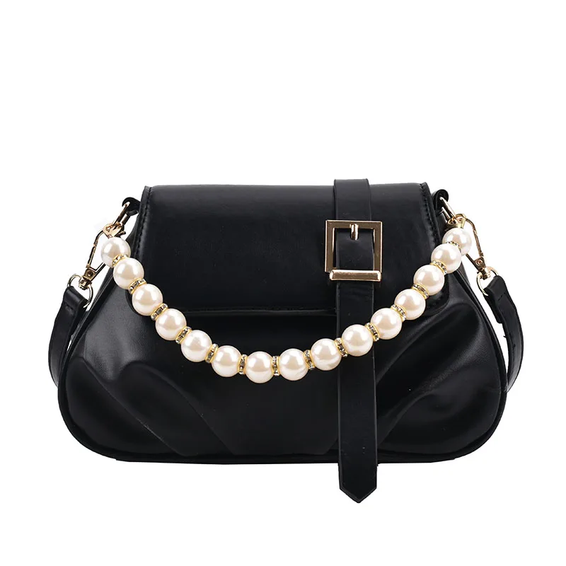 

Sweet Small PU Leather Crossbody Bag with Beading Belt for Women 2021 Shoulder Handbags and Purses Female Travel Designer
