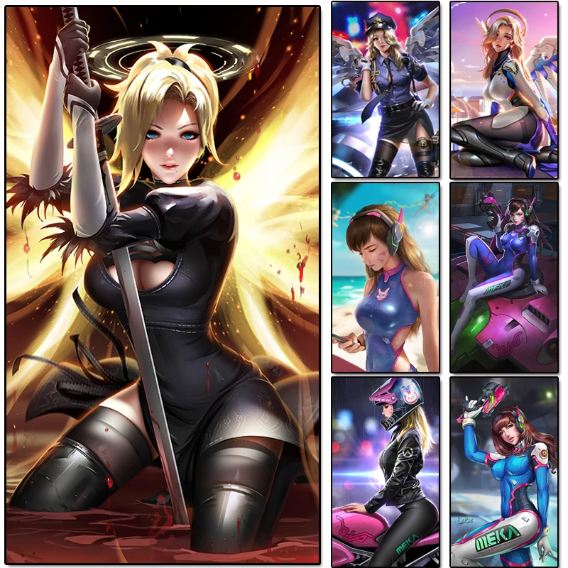 

Overwatch Anime Posters Prints Classical Game Sexy Girl Canvas Painting Wall Art Aesthetic Room Decor Modern Art Figure Picture