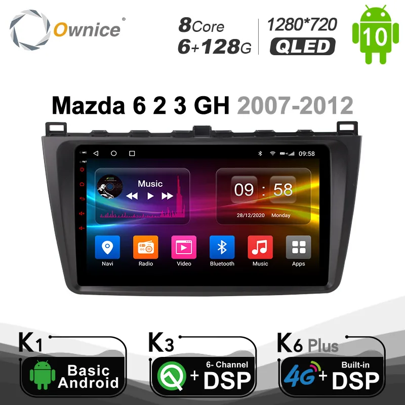 1280*720 Ownice Octa Core SPDIF DSP GPS оптический Android 10 0 автомобильный dvd gps для Mazda 6 2 3 GH 2007 - 2012 4G