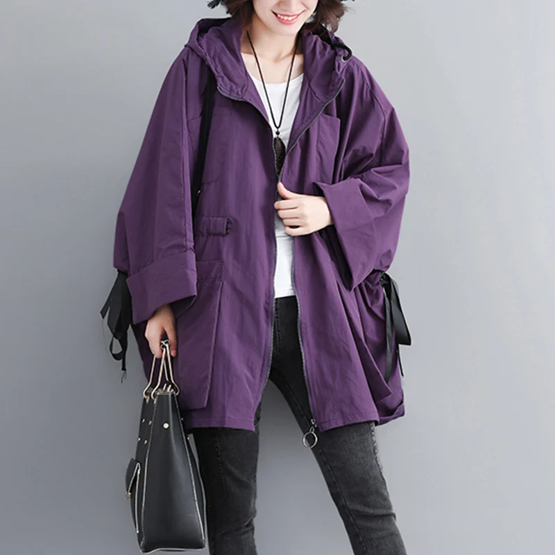 Тренчкот женский демисезонный с капюшоном батальных размеров 2019 фунтов | Женская