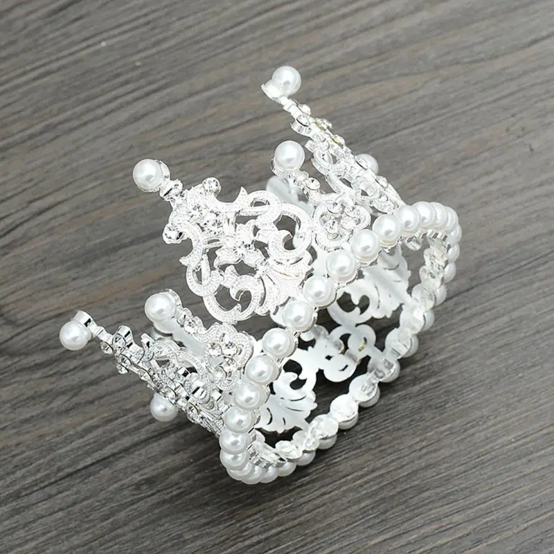 

Shiny Rhinestone Faux Pearl Crown Newborn Photography Props Baby Photoshoot Birthday Party Headband Accessories