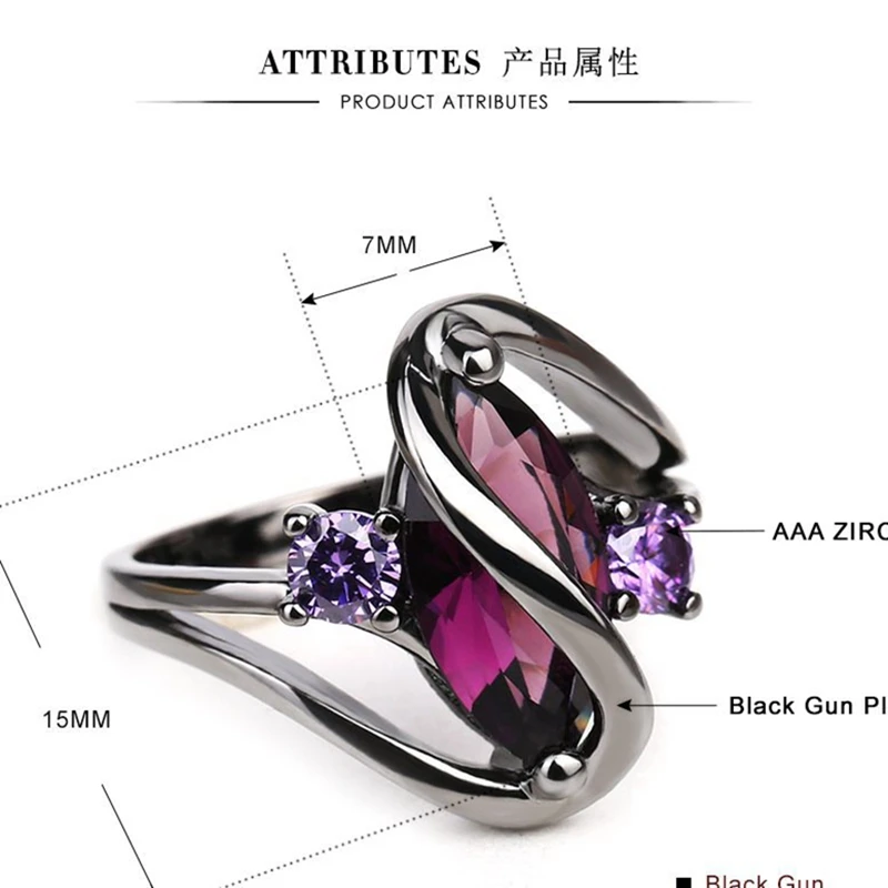 Роскошные винтажные фиолетовые циркониевые цветные кольца с фианитами для