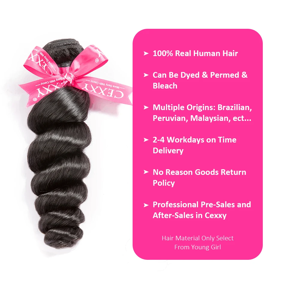 [CEXXY] OneCut Hair Loose Wave 8"-30 Inch P Brazilian Virgin Hair Natural Color Human Virgin Hair Bundles 1/3/4 Pcs Bundles