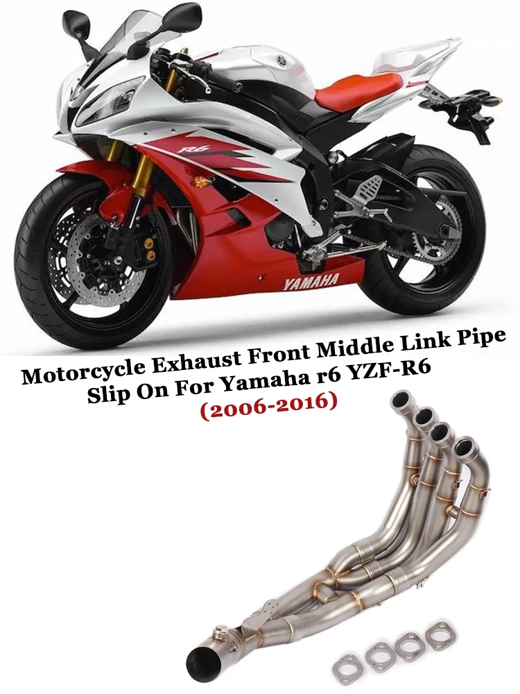Exhaust System Middle Pipe Slip On Tail Muffler 60MM For Yamaha YZF R6 2006-2020
