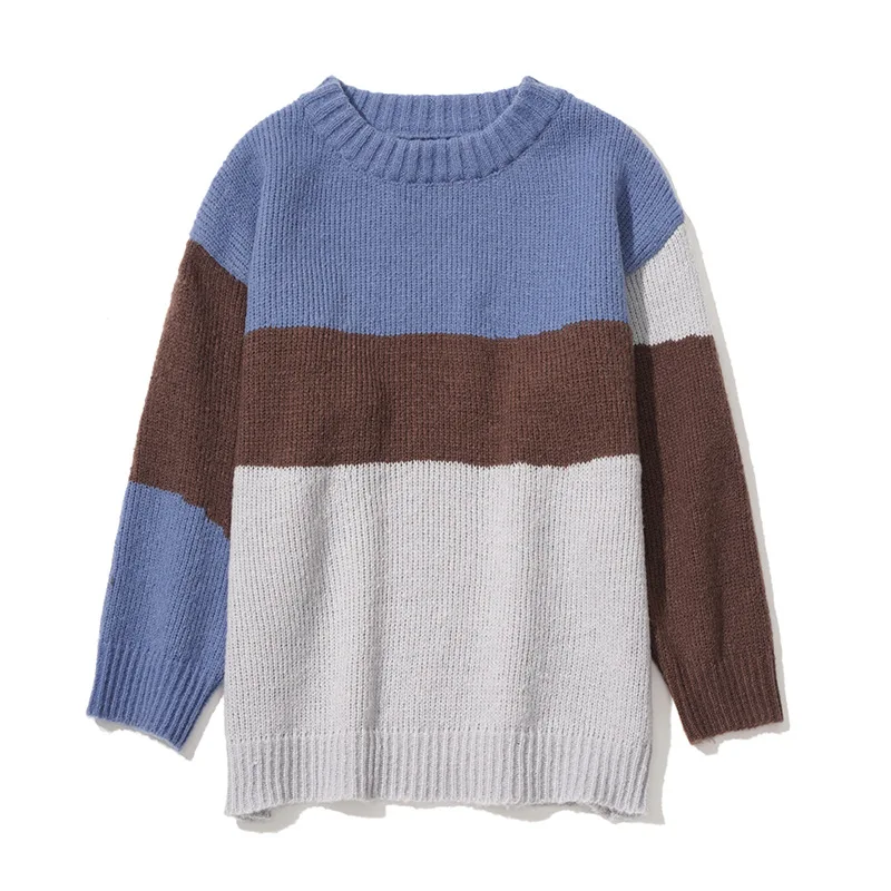 

Patchwork Thick Knitted Autumn Winter Casual Sweater Pullover Men Lazy Loose Student Top Outerwear Korean Style Male Jumper