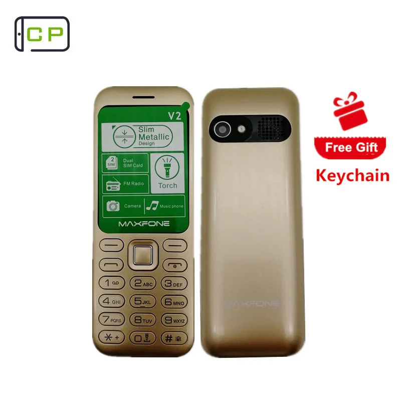 Maxfone V2 оригинальный кнопочный сотовый телефон с 1 77 дюймов Экран Dual Sim Камера Bluethooth