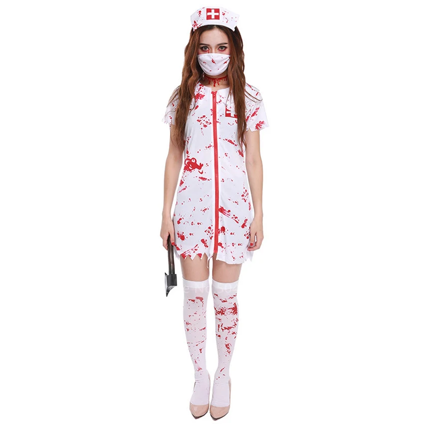 Хэллоуин призрак фестиваль косплей костюм для женщин девочек страшный кровавый