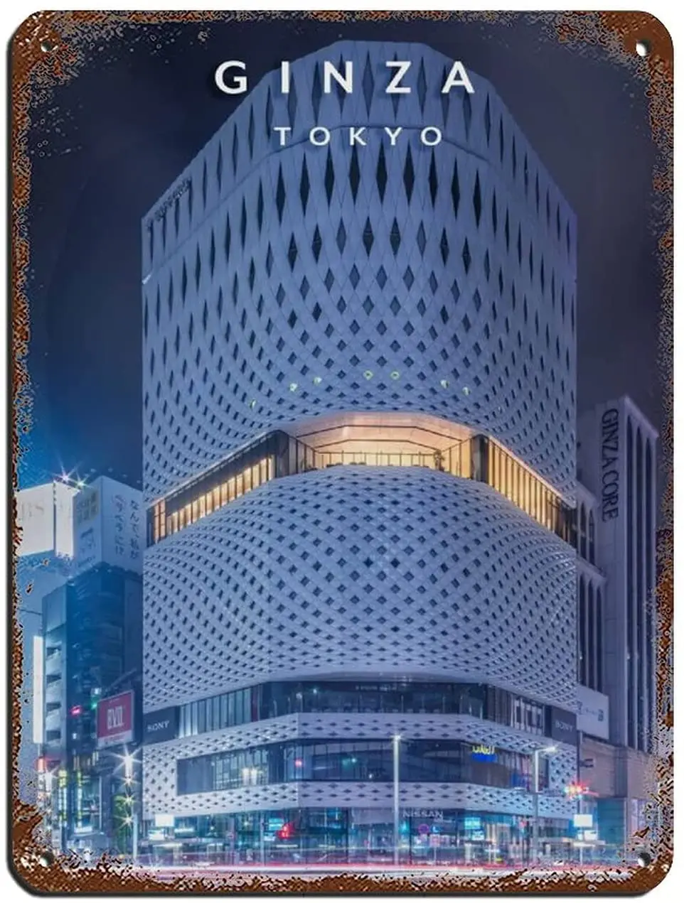 

Ginza Tower Travel Poster Tin Sign Vintage Metal Pub Club Cafe bar Home Wall Art Decoration Poster Retro