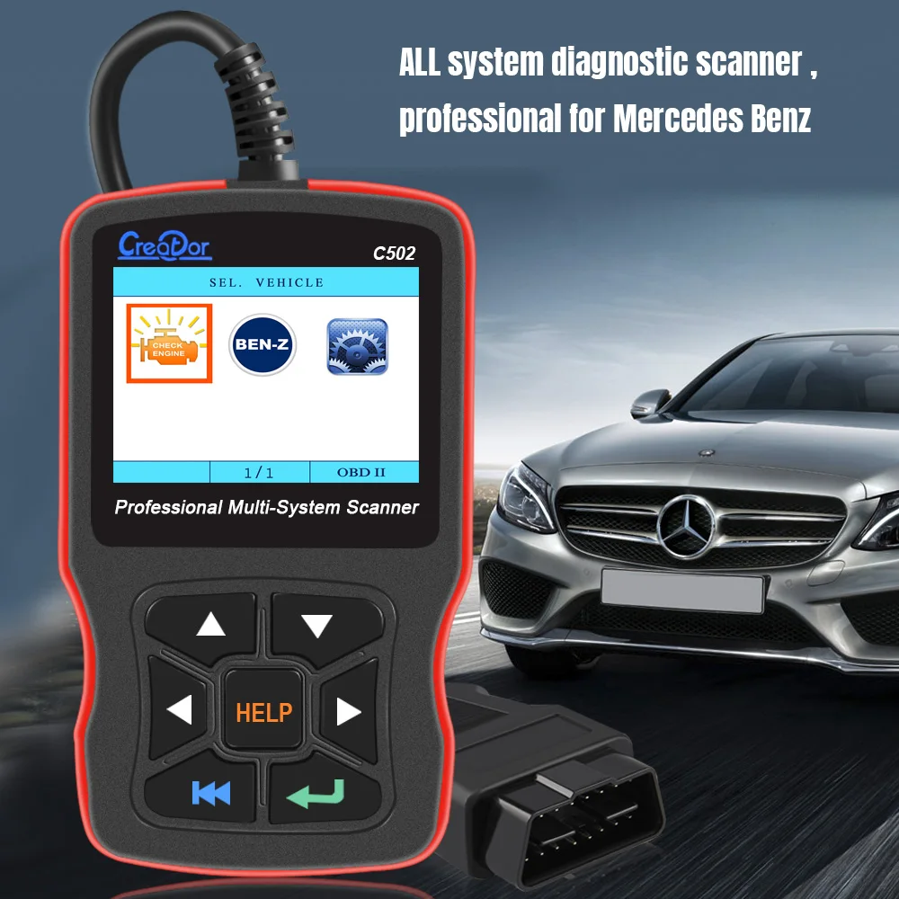 Creator C502 OBD2 диагностические инструменты для W203 Mercedes Benz W211 OBD2 сканер Поддержка ABS подушка безопасности OBD 2 автоматический диагностический сканер