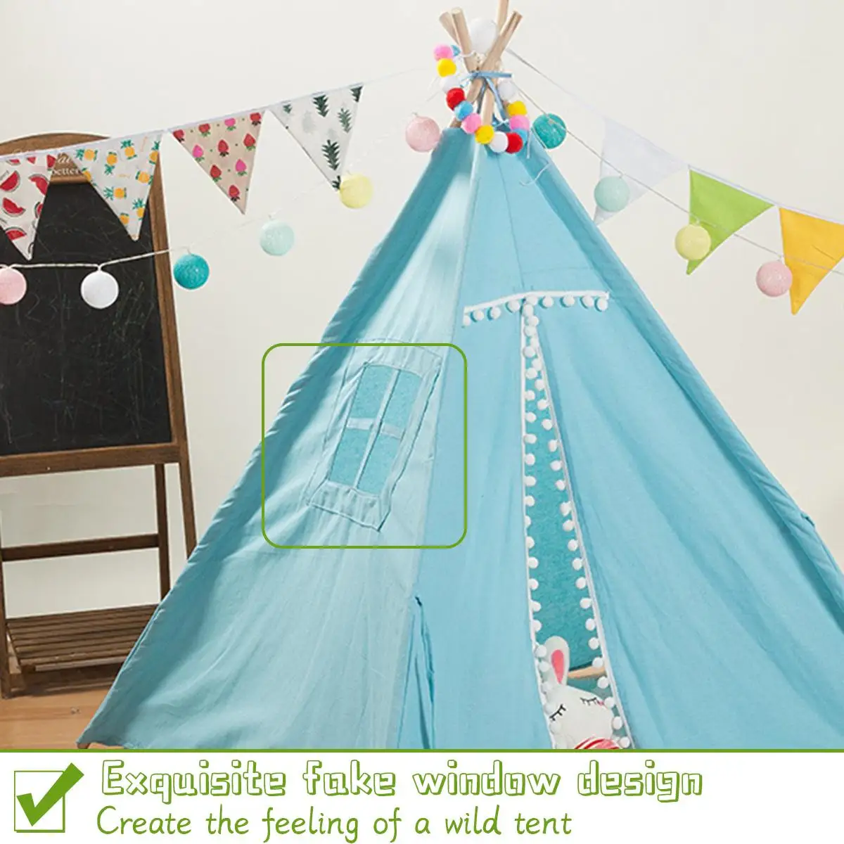 

Tipi Tent for kids Play-Tent Teepee House Wigwam Room Children's Tent Game-House Triangle Teepee Fur ball Sleeping Dome 135cm