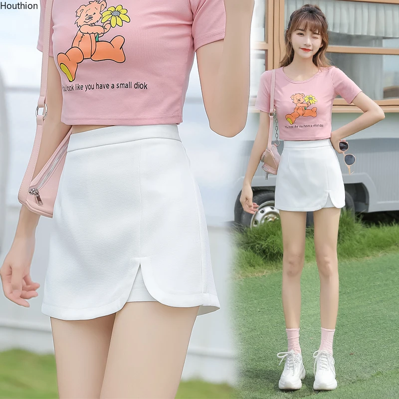 

Тонкая женская одежда Houthion, Новая повседневная модная однотонная трапециевидная мини-юбка с завышенной талией на молнии на весну/осень